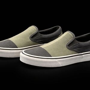 Stylish Gray and Green Slip-On Men Shoes